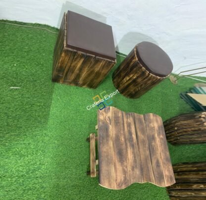 Natural Wood Coffee Table Stools furniture set | Home Luxury Ascents - Image 6