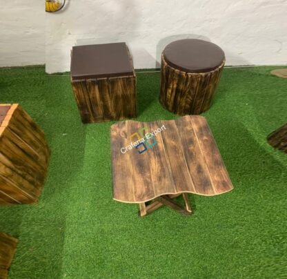 Natural Wood Coffee Table Stools furniture set | Home Luxury Ascents - Image 7