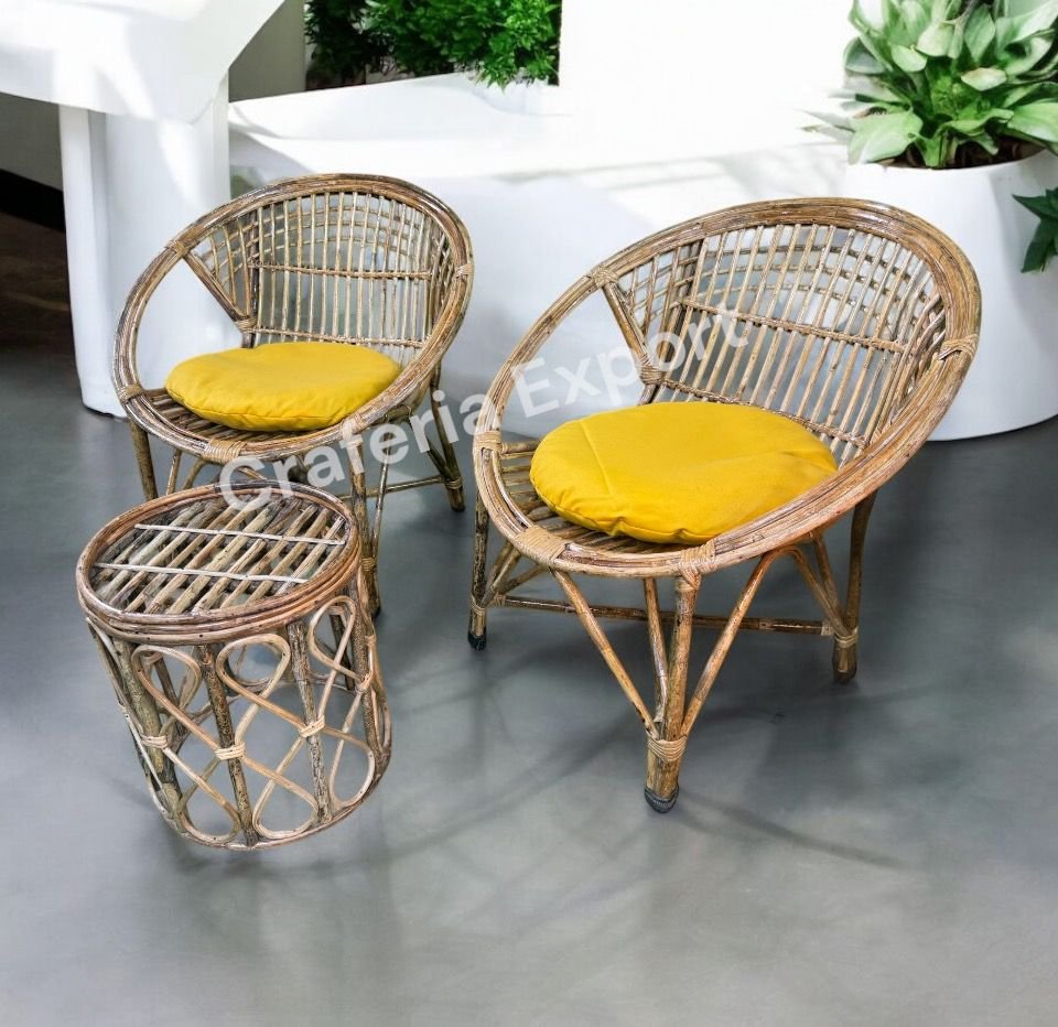 Wooden Cane (Rattan, Bait) Chair for living room/ balcony/ office | Bamboo Chair with oval Shaped indoor outdoor