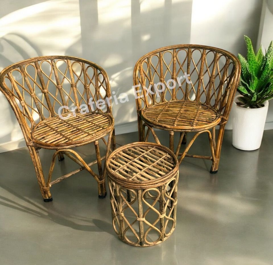 Bamboo Cane Chairs with Cushions for Lawn Chair, Arm Chair, Balcony Indoor Outdoor Chairs Furniture Set - Image 2