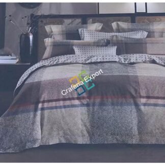 Checkered Print Cotton King Size Double Bed Sheet with 4 Pillow Cover