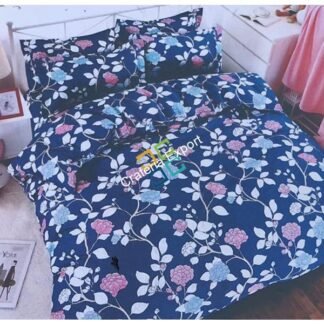 Flowery print design cotton double bedsheet with 2 pillow cover
