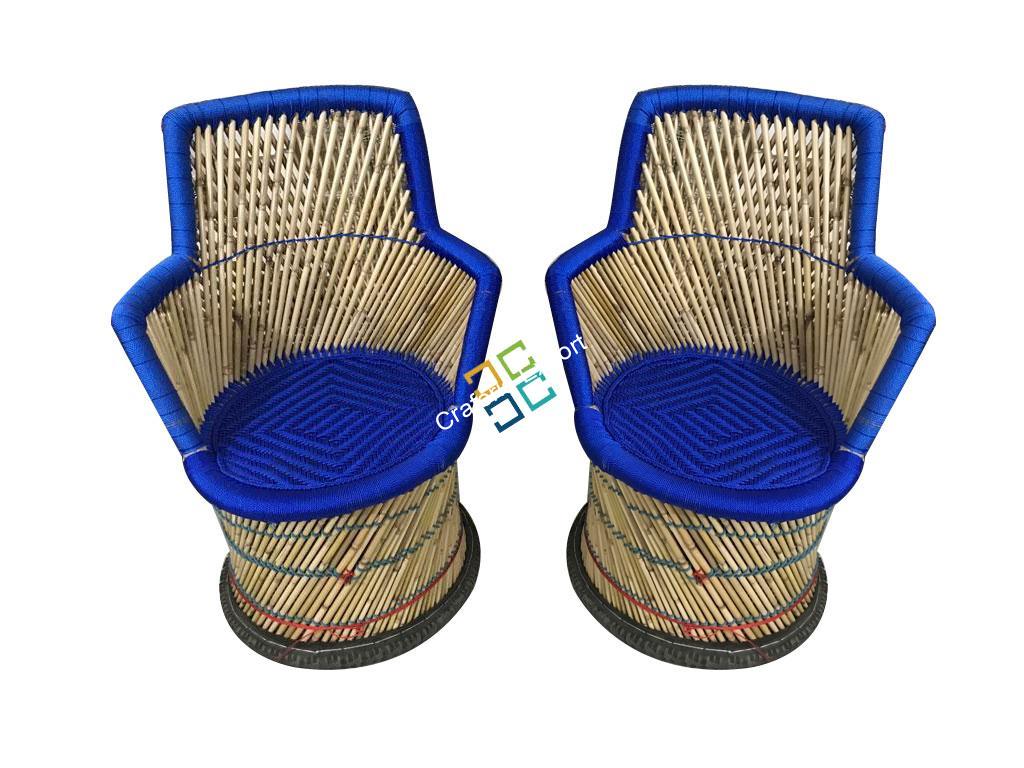 Blue Mudha chairs with Handrest set of 2 (xl size)