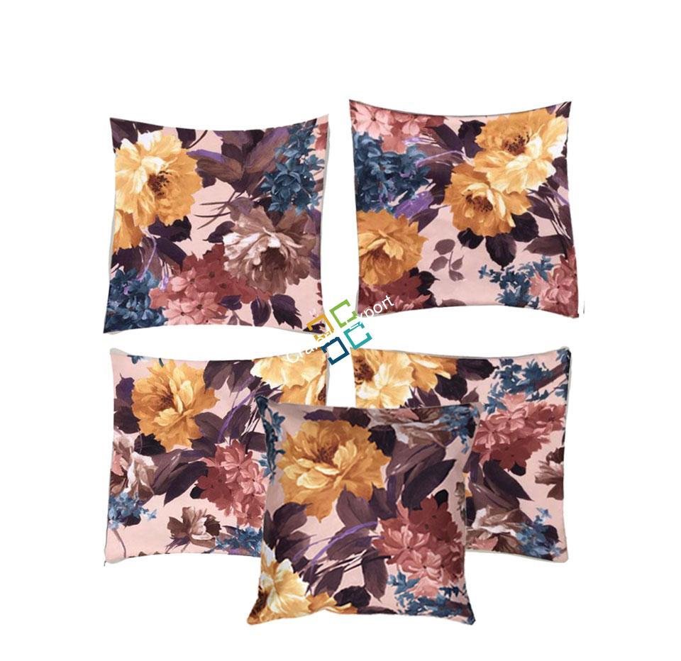 Elegant Floral Printed Cushion Covers for Interior Decor (set of 5)