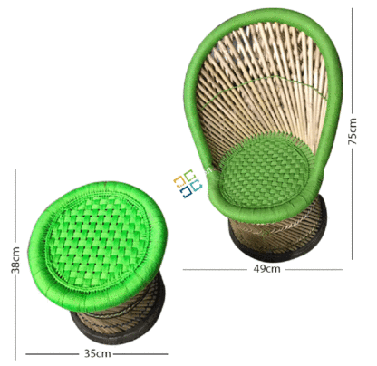 Natural Handmade Bamboo Chair With Stool(Set of 2) - Image 6