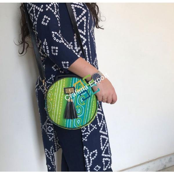 Round Jaipuri printed sling bags with handle for women’s and girls - Image 7