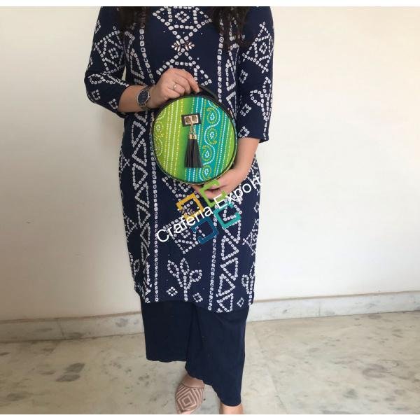 Round Jaipuri printed sling bags with handle for women’s and girls - Image 8