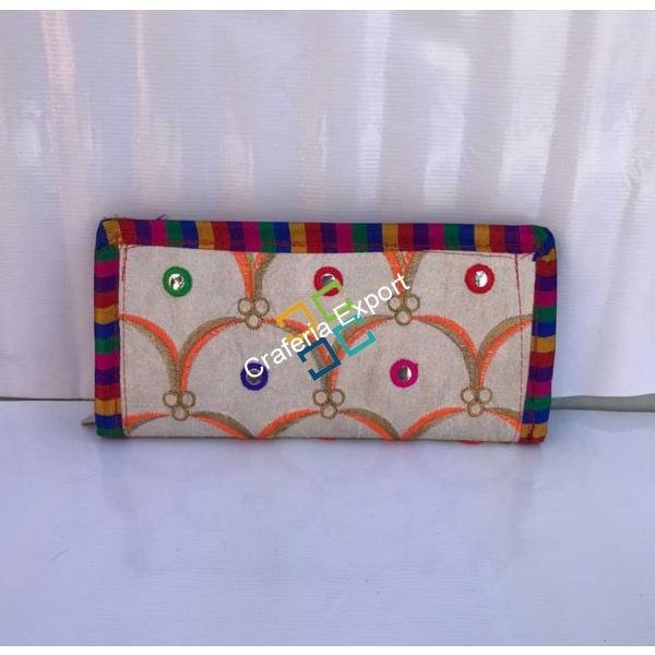 Jaipuri Embroided Stylish Zipper Wallet/Clutch For Women & Girls - Image 2