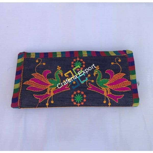 Traditional Jaipuri Peacock Print Embroidered Wallet / Clutch for Girls / Women - Image 3