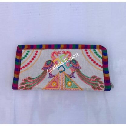 Traditional Jaipuri Peacock Print Embroidered Wallet / Clutch for Girls / Women - Image 5