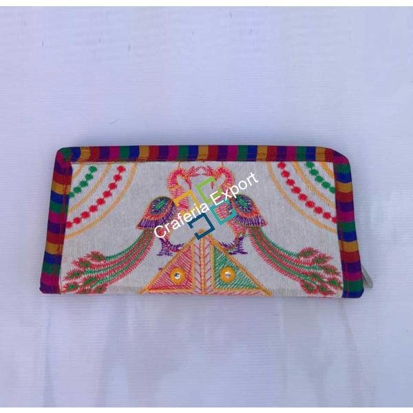 Traditional Jaipuri Peacock Print Embroidered Wallet / Clutch for Girls / Women - Image 5