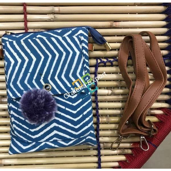 Stylish Cotton Printed Slingbag / mobile pouch - Image 2