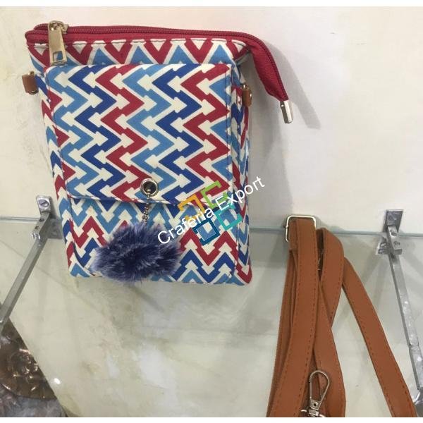 Stylish Cotton Printed Slingbag / mobile pouch - Image 3