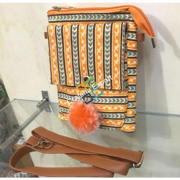 Stylish Cotton Printed Slingbag / mobile pouch - Image 5