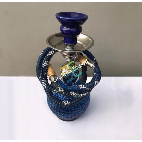 Hukkah - Glass bottom designer for fun that is smoking / home decor Antique item-BLUE - Image 3