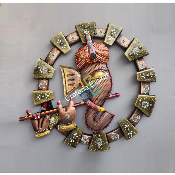 Amazing traditional Ganesha flute wall hanging for wall decor-LED - Image 4