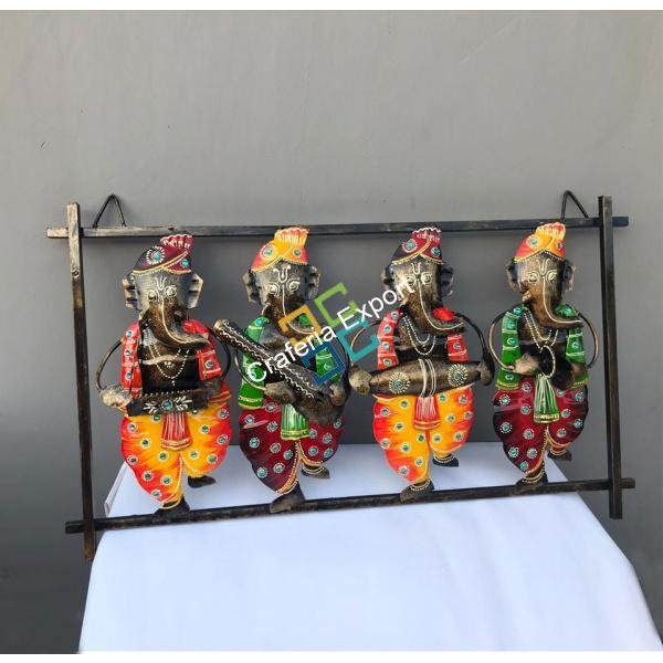 Exquisite iron wrought Musician Ganesha Wall Hanging - Image 3
