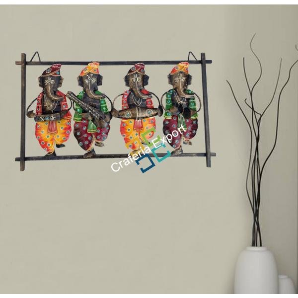 Exquisite iron wrought Musician Ganesha Wall Hanging - Image 2