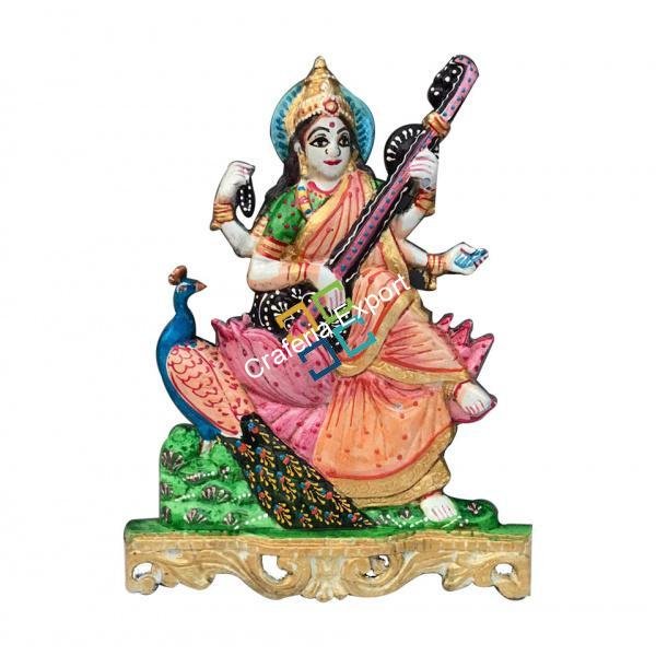 Handcrafted Sarswati Maa Metal idol for home/ gifts
