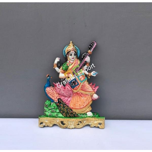 Handcrafted Sarswati Maa Metal idol for home/ gifts - Image 2