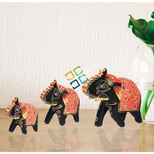 Handcrafted Art work Showpiece Elephant for home decor/Gifts ( pair of 3) - Image 3