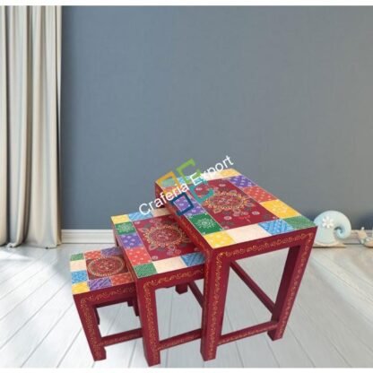 Rajasthani Decorative Table (Set of 3) - Image 3