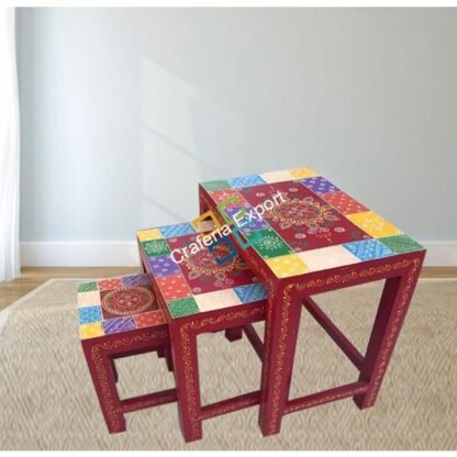 Rajasthani Decorative Table (Set of 3) - Image 4