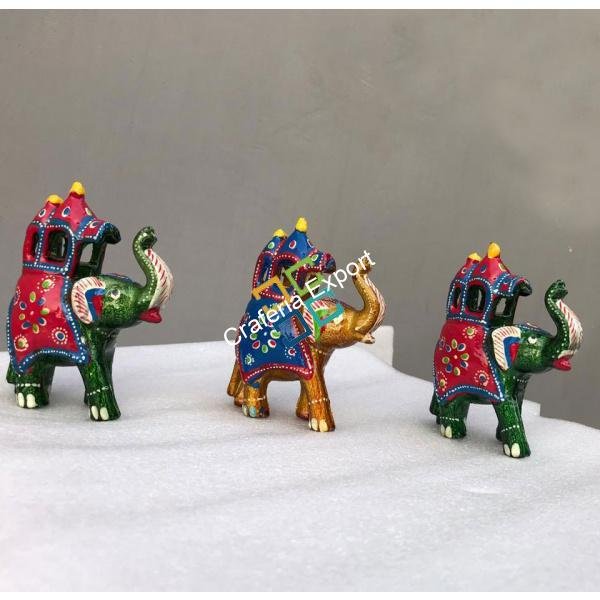 Elephant Paper Mache Decorative Showpiece for Home Decor/Gift (Set of 3) - Image 2