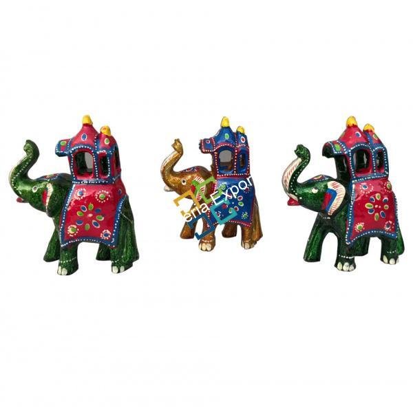 Elephant Paper Mache Decorative Showpiece for Home Decor/Gift (Set of 3)