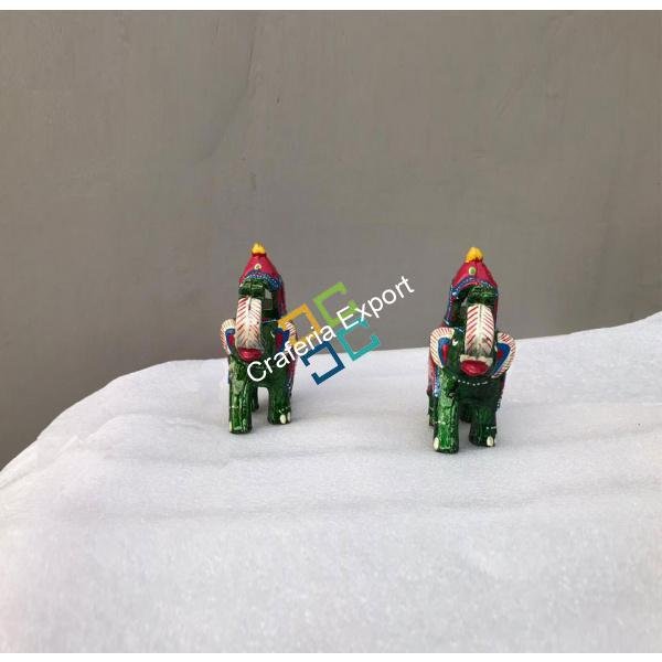 Handicrafts Paper Mache Elephant Decorative Showpiece for Home Decor (Set of 2) - Image 3