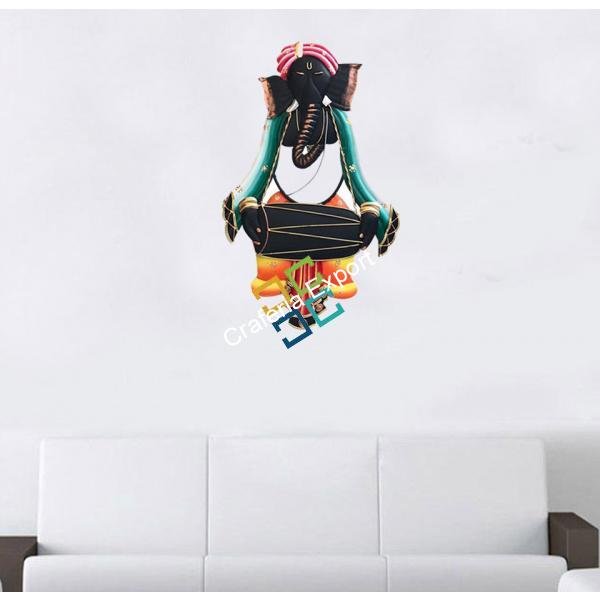 Unique Wall art hanging Showpiece of ganpati with Dholak for wall decor/gift purpose - Image 2
