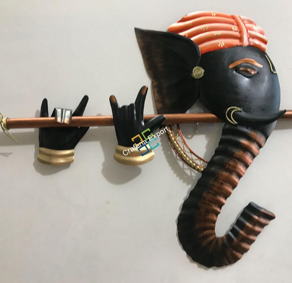 Elegant wall hanging ganesh with flute showpiece for decor wall/gifts