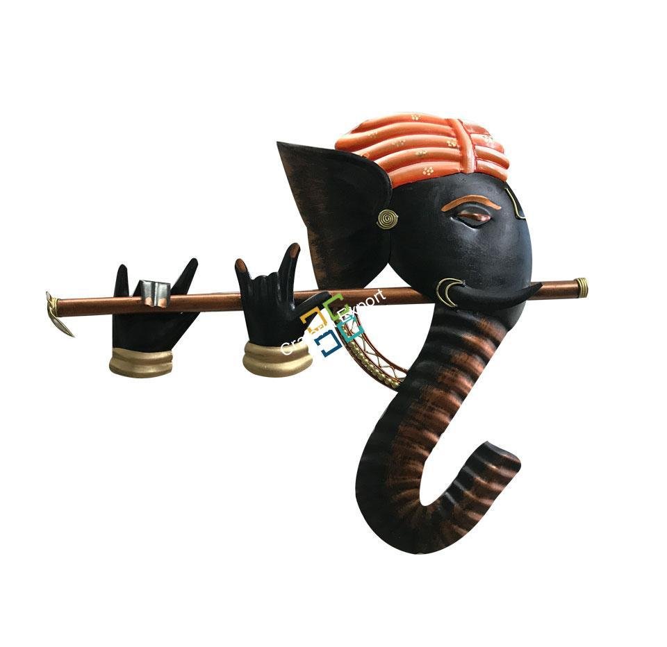 Elegant wall hanging ganesh with flute showpiece for decor wall/gifts - Image 2