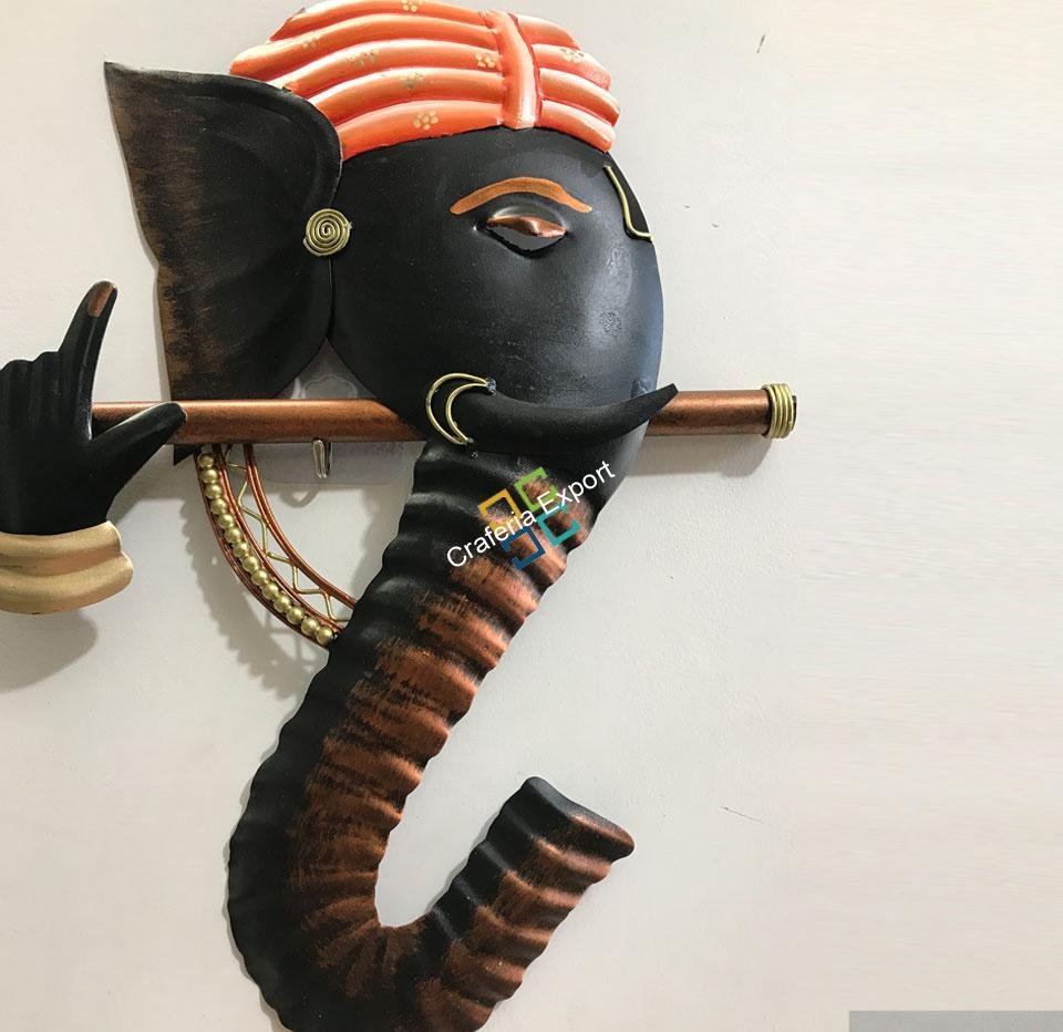Elegant wall hanging ganesh with flute showpiece for decor wall/gifts - Image 4