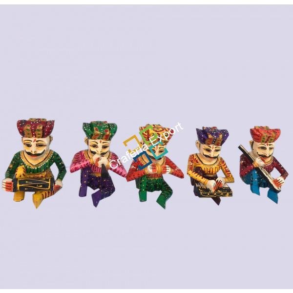 Traditional handicraft auspicious musician babla showpiece / hand painted idol for decorative set of 5 - Image 2