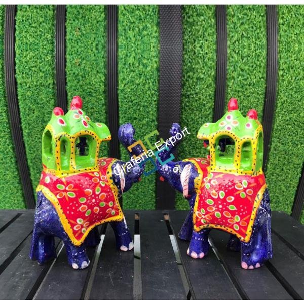 Handmade Designer Elephant Showpiece For Interior Decor Set Of 2