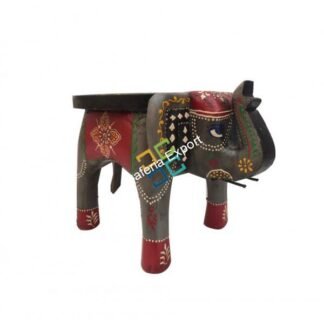 Elephant Shaped Handcrafted and Handpainted Wooden Stool for home decor