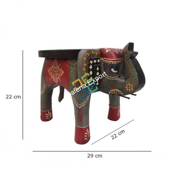 Elephant Shaped Handcrafted and Handpainted Wooden Stool for home decor - Image 3