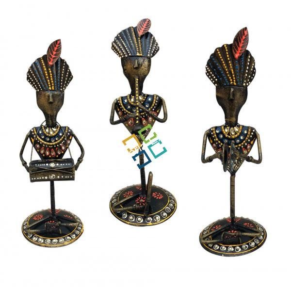 classical tribal musical men showpiece set of 3 - Image 2