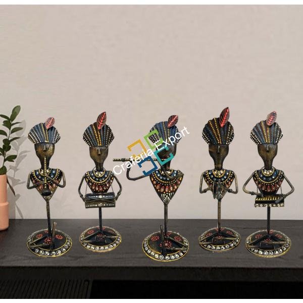 Indian tribal men musical set showpiece (set of 5)