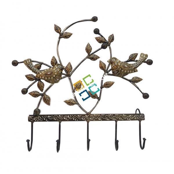 Chirping Birds Sitting on tree with Beautiful Leaves Wall Hanger/ Key Holder