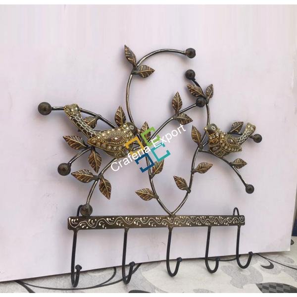 Chirping Birds Sitting on tree with Beautiful Leaves Wall Hanger/ Key Holder - Image 4