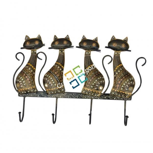 Beautiful four cats with wrought iron key holder/ wall Hooks for wall decor - Image 2