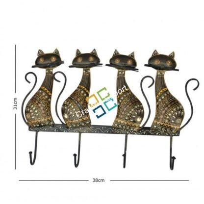 Beautiful four cats  with wrought iron key holder/ wall Hooks for wall decor - Image 3