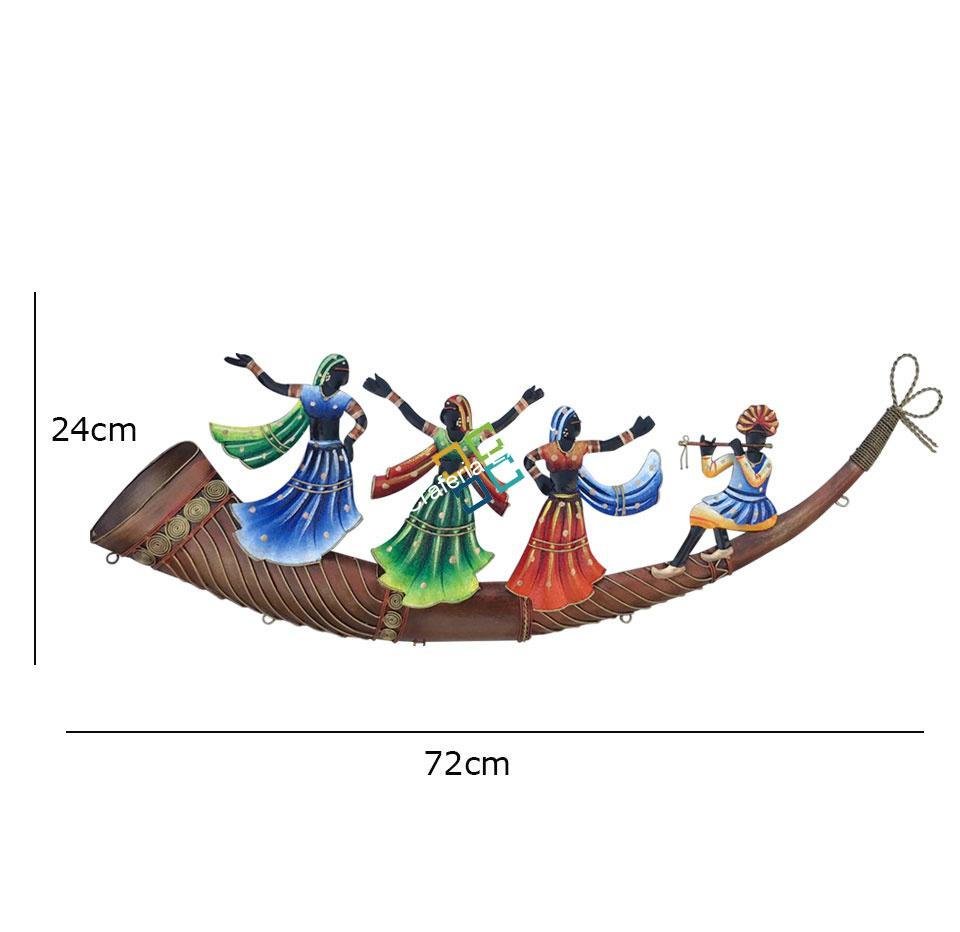 Vintage Tribal Trumpet 4 People dancing wall hanging for decoration/Gifts Option - Image 3