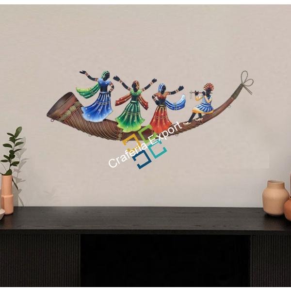 Vintage Tribal Trumpet 4 People dancing wall hanging for decoration/Gifts Option