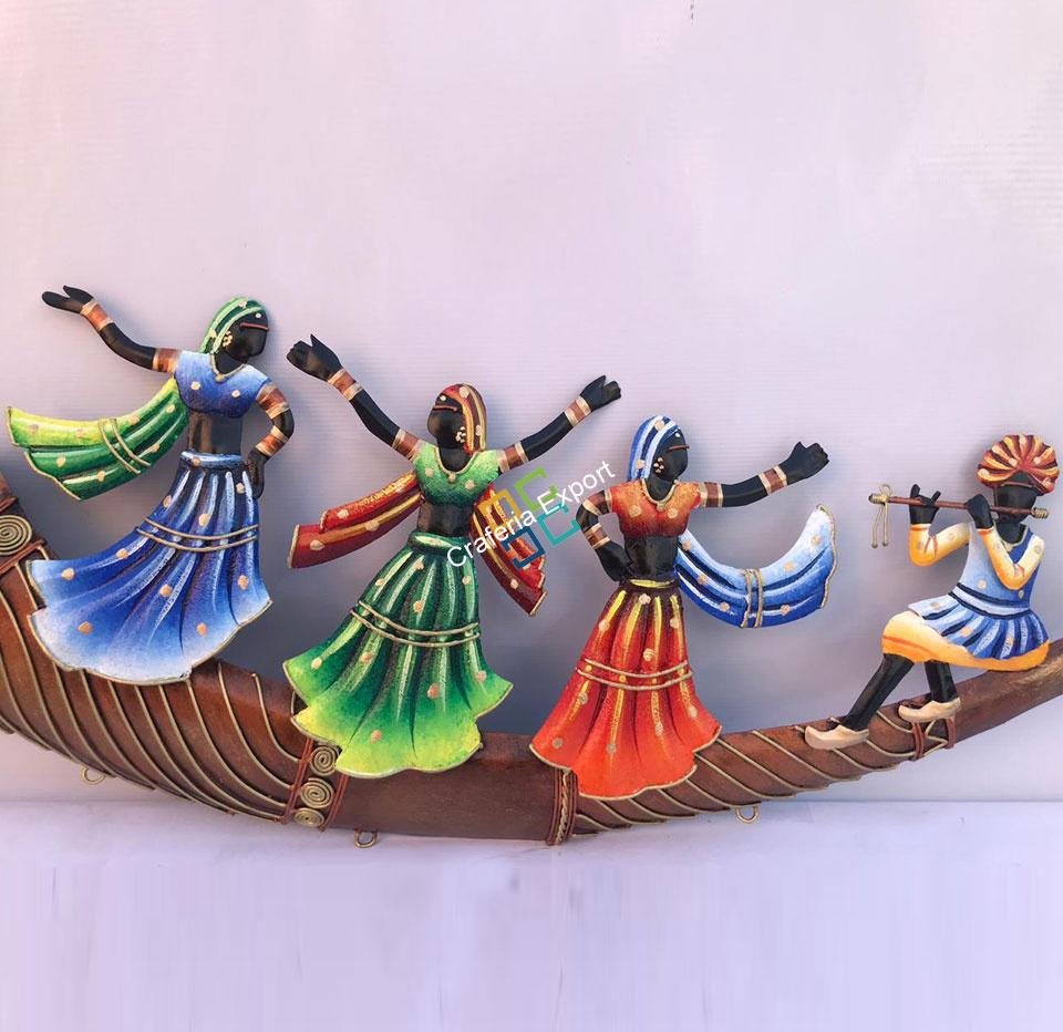 Vintage Tribal Trumpet 4 People dancing wall hanging for decoration/Gifts Option - Image 4