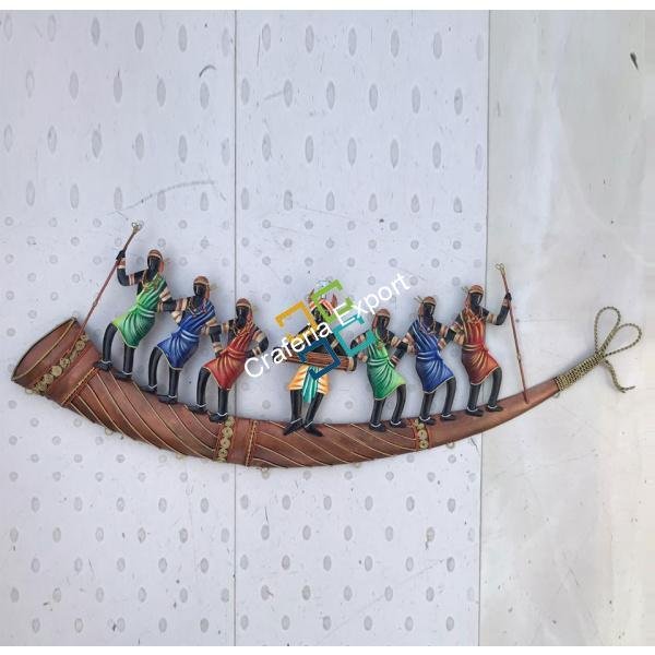 Modern Art Collectible India Adivasi Trumpet 7 People dancing wall mount decoration - Image 2