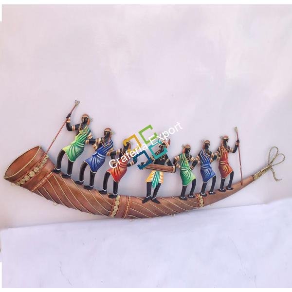 Modern Art Collectible India Adivasi Trumpet 7 People dancing wall mount decoration