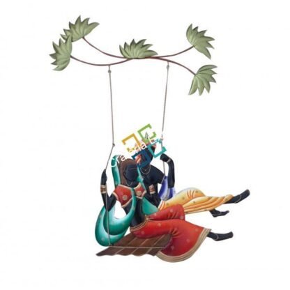 Radha Krishna Sitting on Jhula / Swing Wall Hanging for Decoration ,Diwali, Pooja , Gifts - Image 2